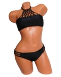 Fekete magas nyakú bikini, bandeau (csőtop) fazon #5004