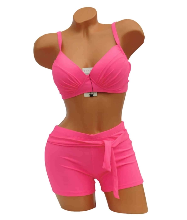 Nagy kosaras merevítős bikini pink - sortos 6230