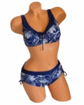 Virágmintás, merevítős bikini - kivehető szivacsos, kék 7364