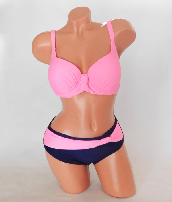 Merevítős, szivacsos kosaras bikini - FRR202 Rózsaszín - kék