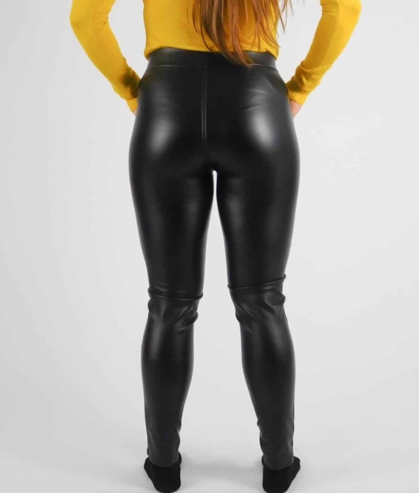 Fényes fekete bőrhatású leggings - NL3802