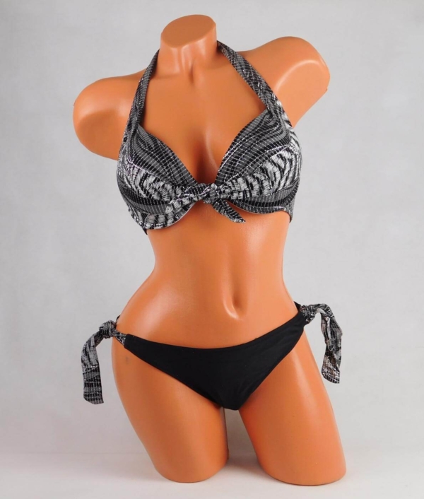 Merevítős, push-up szivacsos bikini - 14305 - Szürke