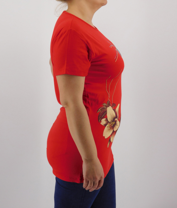 Mintás női póló - PC9-2162 - Piros
