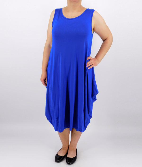 Bő szabású, ujjatlan nyári ruha – NYR-21114 - Kék
