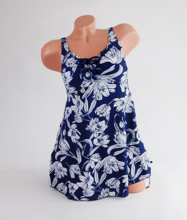 Kivehetőszivacsos "A" vonalú tankini - FCC-268 - Kék-Fehér