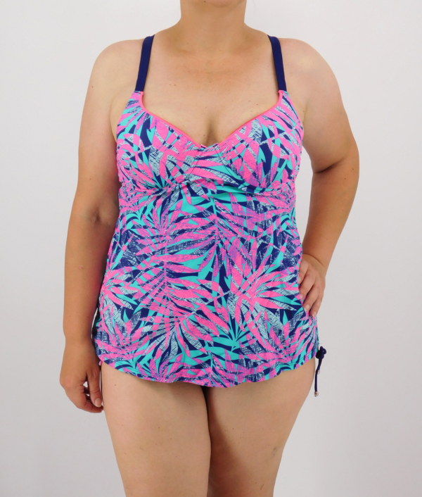 Merevítős, zárt hátú, szivacsos kosaras tankini – FB-8620-1