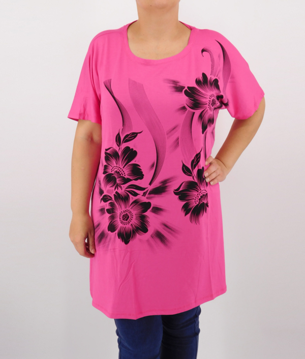 Nagyméretű női póló rövid ujjal - P-21131 - Pink