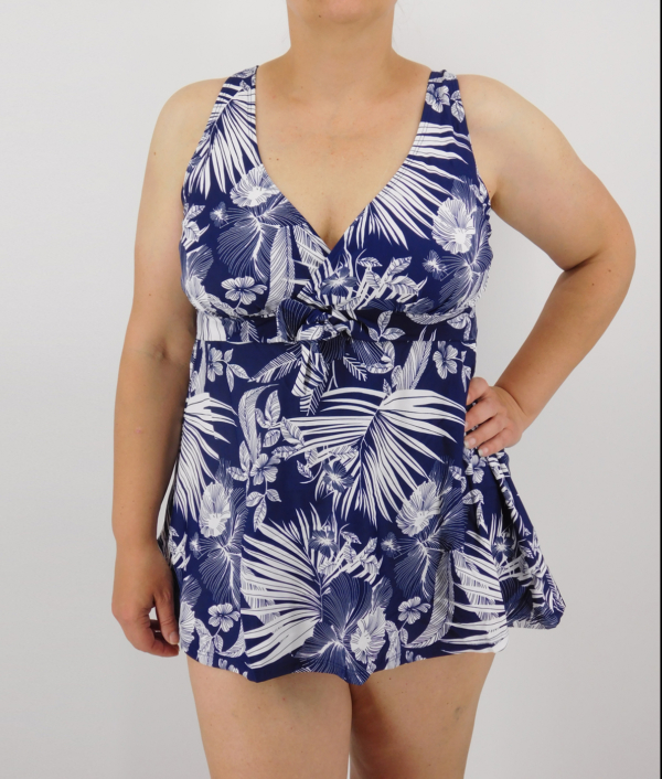 Nagyméretű, zárt hátú szoknyás tankini - R68801-2021-fehér