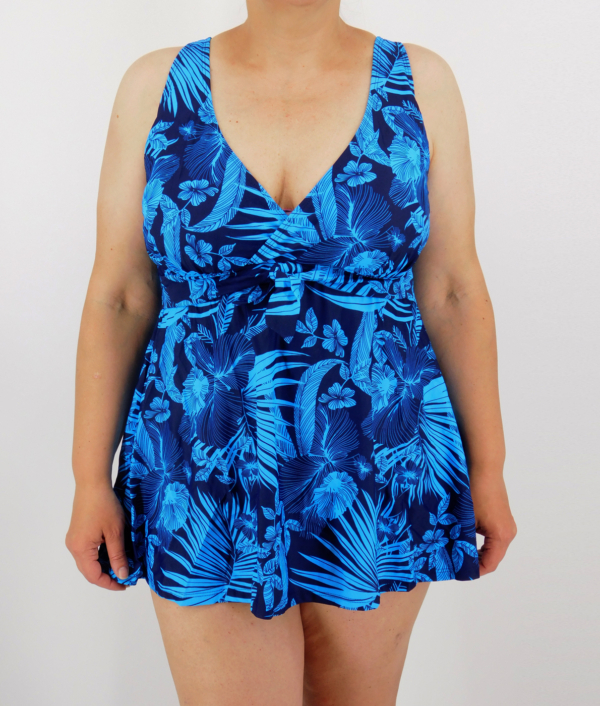 Nagyméretű, zárt hátú szoknyás tankini - R68801-2021-kék