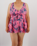 Nagyméretű, zárt hátú szoknyás tankini - R68801-2021-rózsaszín