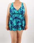 Nagyméretű, zárt hátú szoknyás tankini - R68801-2021-zöld