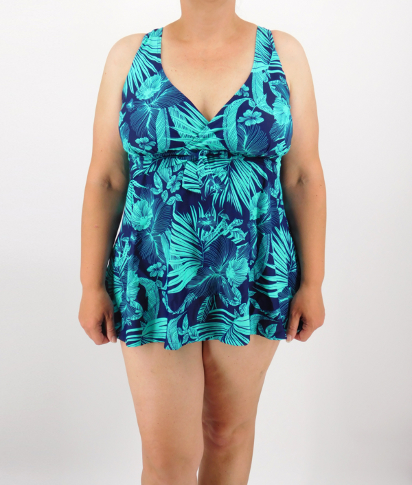 Nagyméretű, zárt hátú szoknyás tankini - R68801-2021-zöld