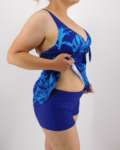 Nagyméretű, zárt hátú, szoknyás tankini, sortos – FF-68203 - Kék