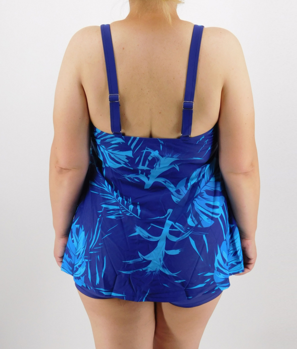 Nagyméretű, zárt hátú, szoknyás tankini, sortos – FF-68203 - Kék