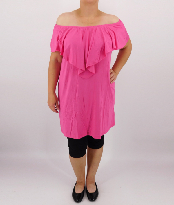 Vállra húzható nyári ruha - NYR-21155 - Pink