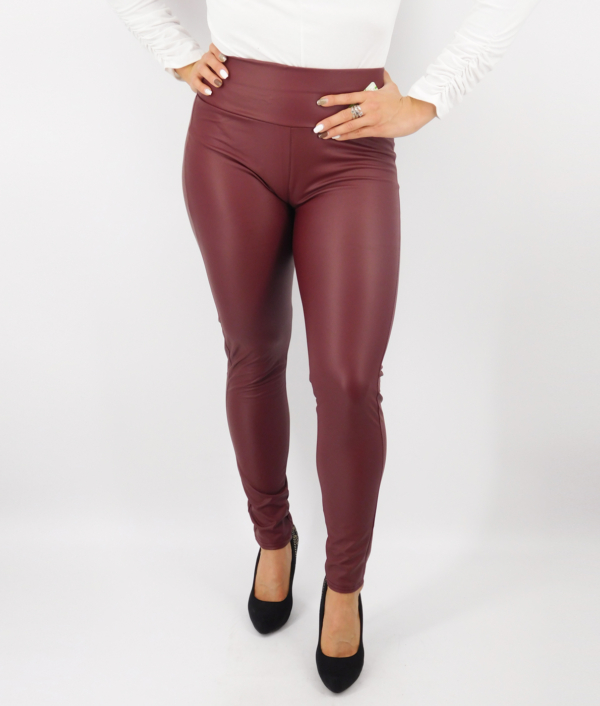 Bőrhatású női leggings – N-2203-1 - Bordó