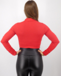 Csavart nyakú női body, hosszú ujjal - F-21221 - Piros