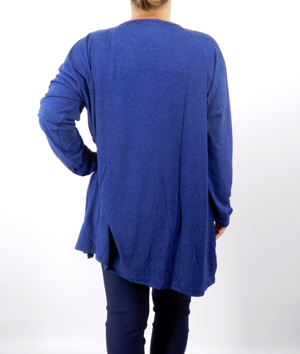 Nagyméretű, hosszú ujjú női póló – PO-21197 - Kék