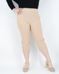 Nagyméretű, női sztreccs capri nadrág - C-709 - drapp