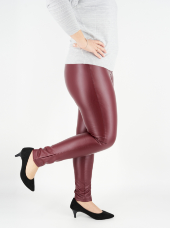 Bőrhatású, őszi női leggings - N-MS2159-bordó-5