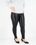 Fekete bőrhatású női leggings 