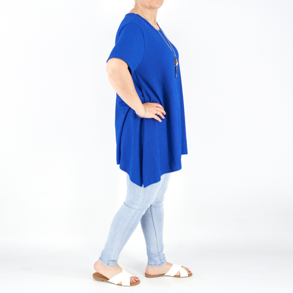 Egyszínű női tunika + nyaklánc - T2366-kék-2