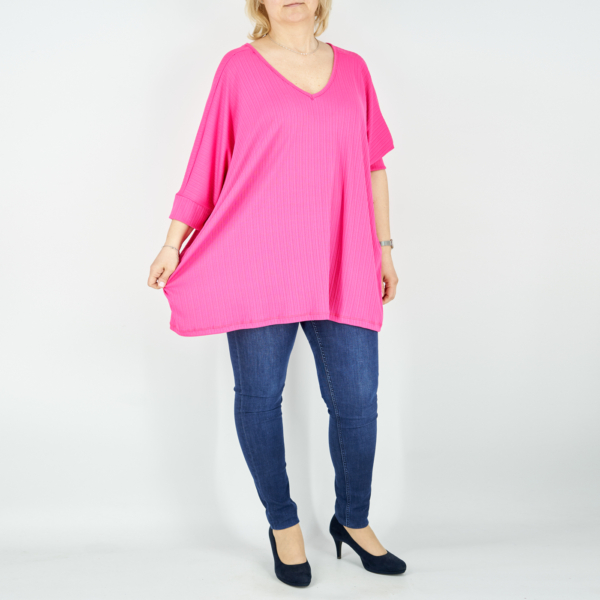 Nagyméretű, V nyakú felső - F2415 - Pink