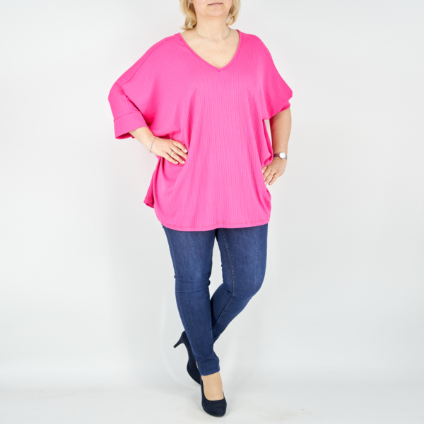 Nagyméretű, V nyakú felső - F2415 - Pink
