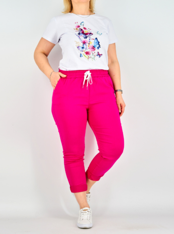 Gumis derekú, női sztreccs nadrág - N9108 - Pink