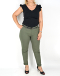 Elegáns női nadrág + öv - N2825 - Khaki zöld