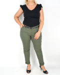 Elegáns női nadrág + öv - N2825 - Khaki zöld