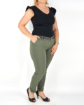 Elegáns női nadrág + öv - N2825 - Khaki zöld