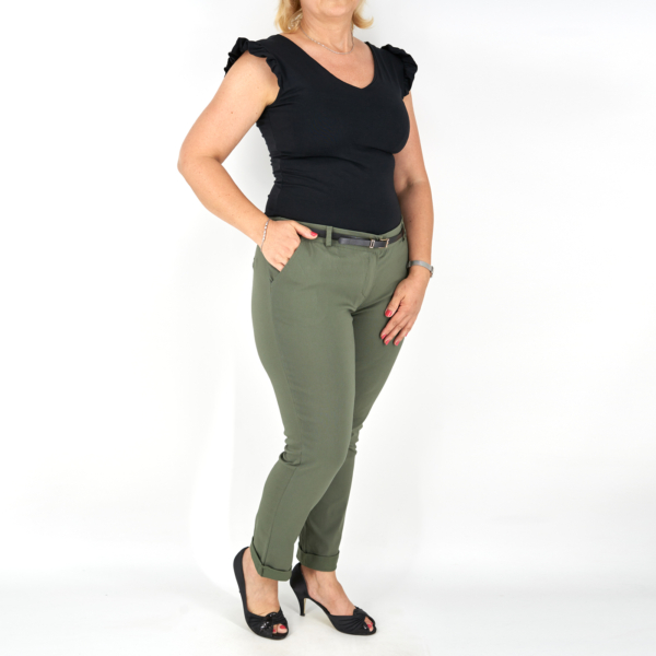 Elegáns női nadrág + öv - N2825 - Khaki zöld