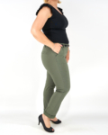 Elegáns női nadrág + öv - N2825 - Khaki zöld