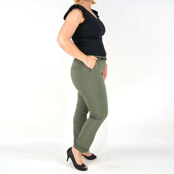 Elegáns női nadrág + öv - N2825 - Khaki zöld