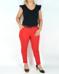 Elegáns női nadrág + öv - N2825 - Piros 8 Elegáns női nadrág + öv - N2825 - Piros