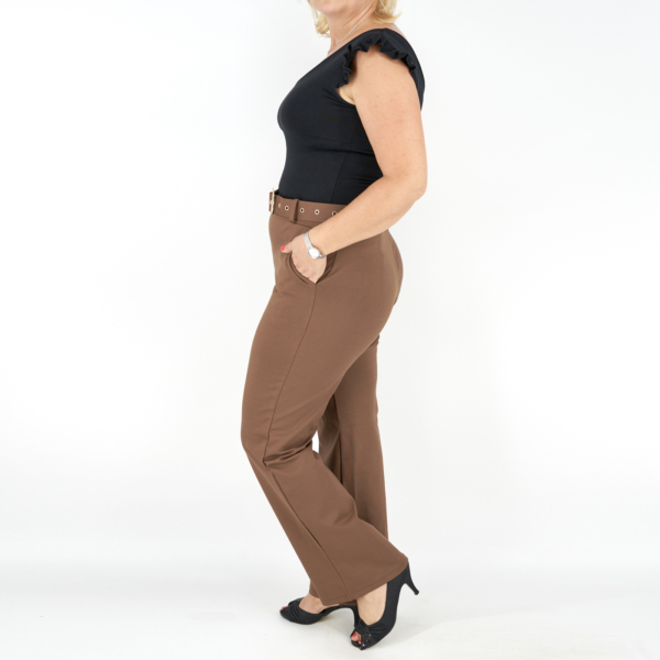 Magas derekú, elegáns női nadrág + öv - N3121 - Barna