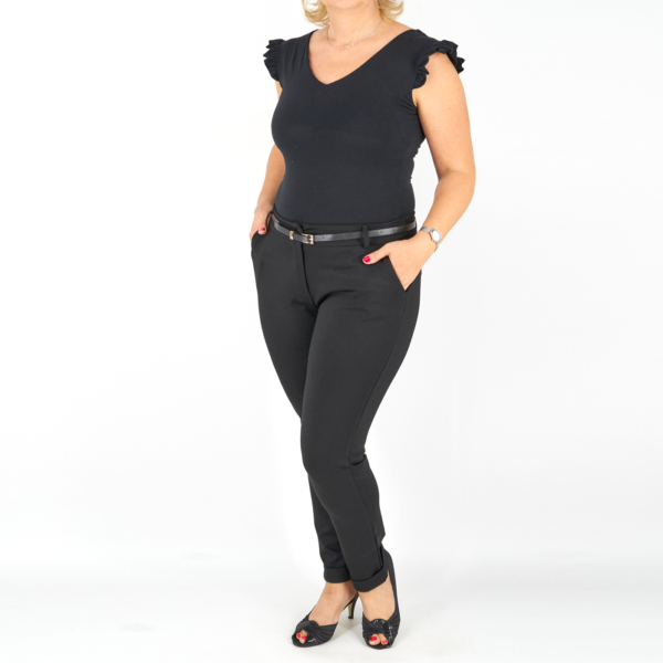 Elegáns őszi női nadrág + öv - N2808 - Fekete-5