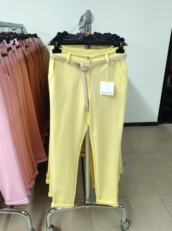 Elegáns női nadrág + öv - N2808 - Sárga