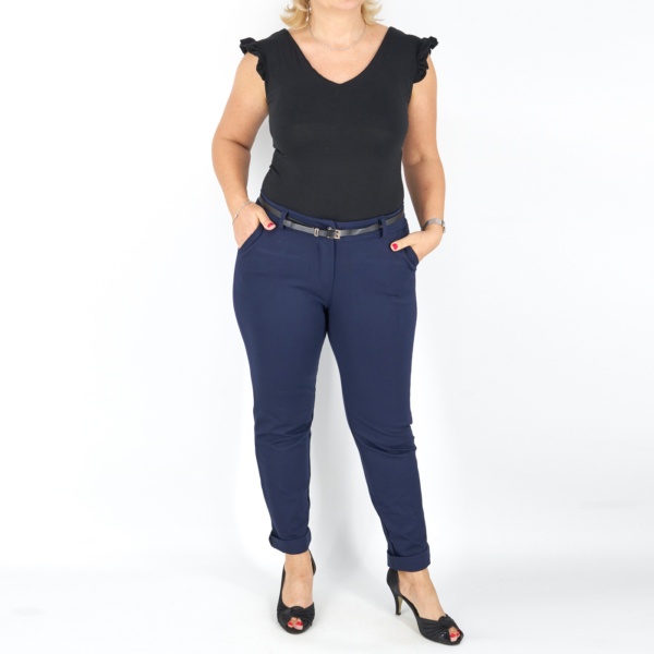 Elegáns őszi női nadrág + öv - N2808 - Sötétkék-5