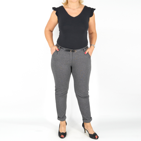 Elegáns őszi női nadrág + öv - N2808 - Szürke-2