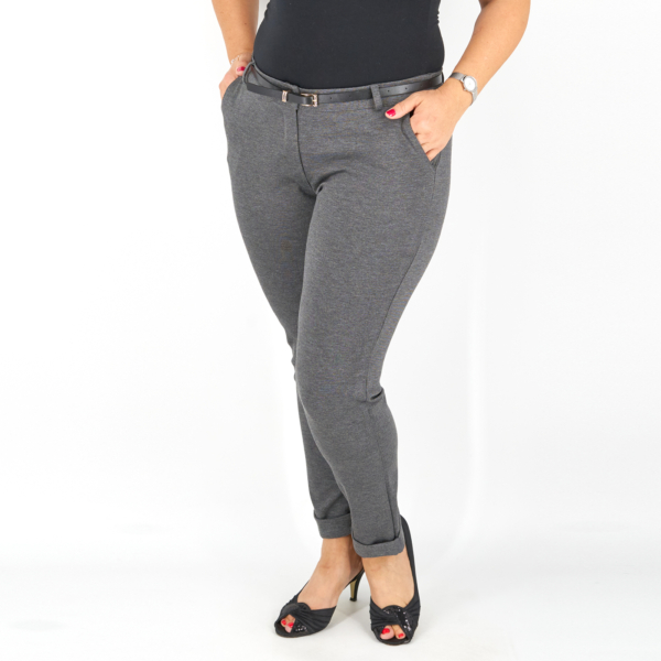 Elegáns őszi női nadrág + öv - N2808 - Szürke-4