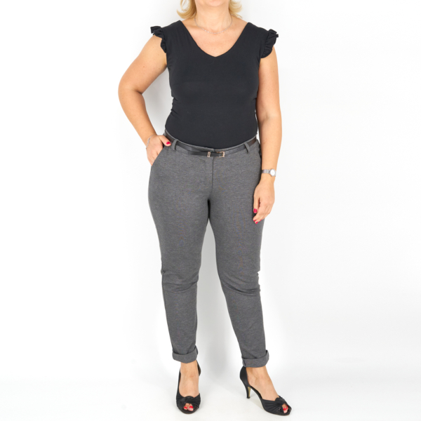 Elegáns őszi női nadrág + öv - N2808 - Szürke-7