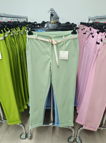 Elegáns női nadrág + öv - N2808 - Zsálya