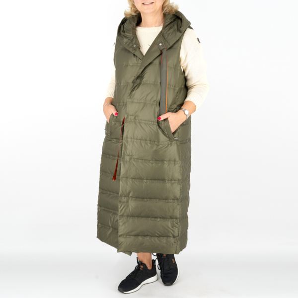 Női hosszú mellény, Steppelt - FLY-1565 - Khaki