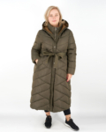 noi hosszu steppelt kabat fix kapucnis fly 2309 khaki 2