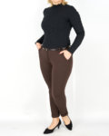 Elegáns női nadrág + öv - N2808 - Sötétbarna 6 Elegáns női nadrág + öv - N2808 - Sötétbarna