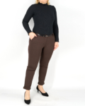 Elegáns női nadrág + öv - N2808 - Sötétbarna 7 Elegáns női nadrág + öv - N2808 - Sötétbarna-2