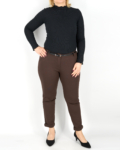 Elegáns női nadrág + öv - N2808 - Sötétbarna 9 Elegáns női nadrág + öv - N2808 - Sötétbarna-5