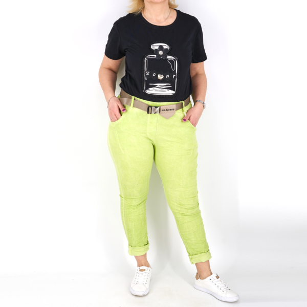 Gyűrt anyagú női nadrág + öv – N21668 – Pisztácia
